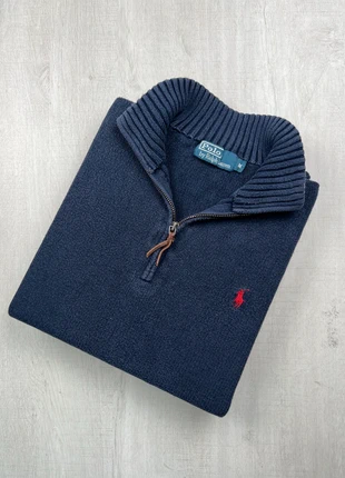 Pull col camionneur zippé Ralph Lauren bleu marine coton logo rouge brodé M homme, marca: Ralph Lauren, estado: Muy bueno, tamaño: M, 62,00 €, 65,80 € Protección al comprador Pro incluida