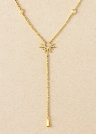 Collier Y doré soleil et lune – bijou bohème femme, brand: Tendance, condition: Very good, €10.00, €11.20 includes Buyer Protection