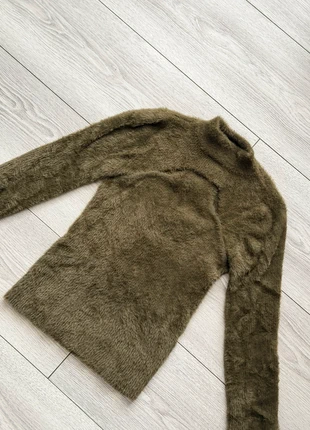 Pull col montant duveteux vert kaki – Bershka – Taille XS, marque: Bershka, état: Très bon état, taille: XS / 34 / 6, 7,00 €, 8,05 € Protection acheteurs incluse