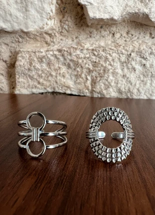 Lot 2 bagues Ajustables Argentées Acier Inoxydable, brand: acier inoxydable, condition: New without tags, size: Adjustable, €17.00, €18.55 includes Buyer Protection