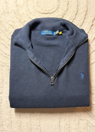Pull Ralph Lauren Half Zip 1/4 Bleu Marine | Taille XL | Coupe classique | Logo brodé, merk: Ralph Lauren, staat: Heel goed, maat: XL, € 60,00, € 63,70 inclusief Kopersbescherming