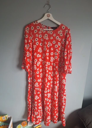 Red Floral Long Sleeve Dress – New Look – UK 12, brand: New Look, condition: Very good, size: L / 40 / 12, €8.00, €9.10 includes Buyer Protection