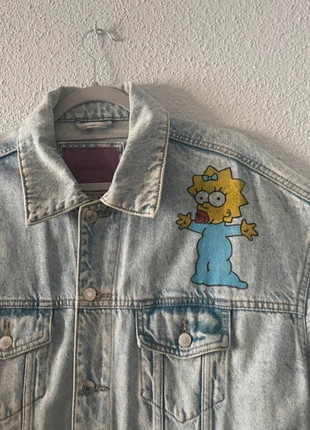 Hand-Painted Denim Jacket S Unique Maggie + Stitch Art, Vintage Y2K Custom, merk: y2k, staat: Nieuw zonder prijskaartje, maat: S / 36 / 8, € 25,00, € 26,95 inclusief Kopersbescherming