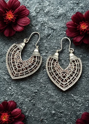 Boucles d’oreilles fantaisie faites main en plaqué argent – attache crochet, vintage, marca: Fait Main, estado: Muito bom, €3.00, €3.85 inclui Proteção do Comprador