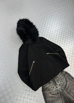 Y2K Avantgarde Faux Fur Bomber hooded denim active boxy Jacket Japan Style No Faith Vibe Size M, marque: Vintage Dressing, état: Très bon état, taille: M / 38 / 10, 64,90 €, 68,85 € Protection acheteurs incluse