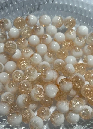 A514, lot de 100 perles craquelées abricot/blanc verre 8mm, estado: Novo sem etiquetas, €7.00, €8.05 inclui Proteção do Comprador Pro