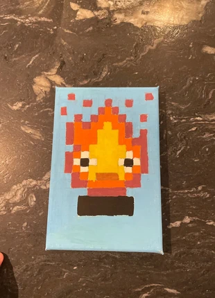 Spirited Away Calcifer Fire Handmade Pixel Art Mini Canvas, brand: Studio Ghibli, condition: Like new, £2.00, £2.80 includes Buyer Protection