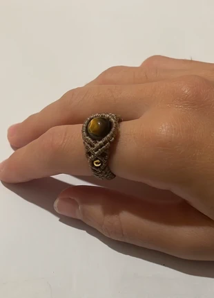 Anello macramè con pietra occhio di tigre vera, marque: Macrame, état: Neuf sans étiquette, taille: 17,7 mm, 6,90 €, 7,95 € Protection acheteurs incluse