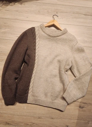 Pull fait main en laine crème & chocolat - style cottagecore / dark academia taille 38, marke: Fait Main, zustand: Sehr gut, größe: M / 38 / 10, 27,00 €, 29,05 € beinhaltet Vinted-Käuferschutz Pro