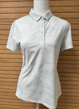 Nike Dri-Fit – Polo de sport femme – Bleu ciel imprimé feuilles – Taille S – Golf Tennis Running, brand: Nike, condition: Very good, size: S / 36 / 8, €19.00, €20.65 includes Buyer Protection