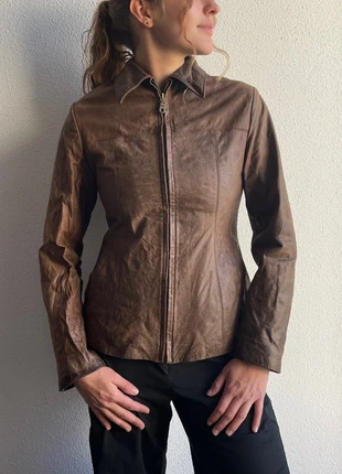 Braune Lederjacke, Damen Gr. 34-36, vintage y2k 2000s, marque: Vintage Dressing, état: Très bon état, taille: S / 36 / 8, 40,00 €, 42,70 € Protection acheteurs incluse