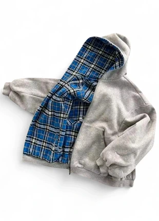 Veste à capuche grise double zip réversible à carreaux taille L, brand: y2k, condition: New without tags, size: L, €54.00, €57.40 includes Buyer Protection