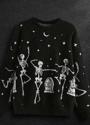 Pull noir squelettes dansants homme - Taille M, marque: y2k, état: Très bon état, taille: M, 58,90 €, 62,55 € Protection acheteurs incluse