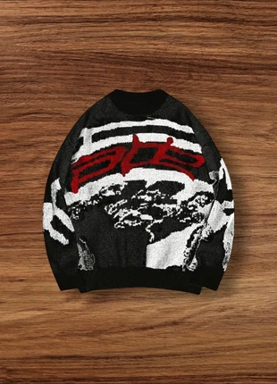 Pull Vintage Y2K Motifs Ace Noie Taille XL - Américain Old School USA 90s Streetwear, marke: Aesthetic, zustand: Sehr gut, größe: XL, 44,90 €, 47,85 € inklusive Vinted-Käuferschutz