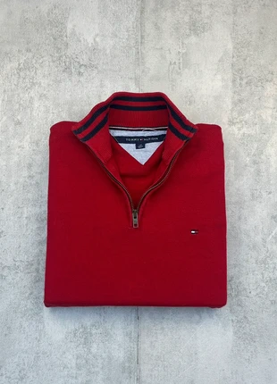 TZ94 - Half zip 1/4 zip col camionneur Tommy Hilfiger rouge logo brodé - Taille L, marca: Tommy Hilfiger, estado: Muito bom, tamanho: L, €34.99, €37.44 inclui Proteção do Comprador
