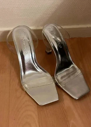 Sandales à talons transparents argenté taille 38, brand: Primark, condition: Very good, size: 38, €9.99, €11.19 includes Buyer Protection