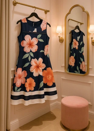 Elegant Navy Floral Fit & Flare Dress Size 16 Perfect for Weddings, Communions & Spring Events, brand: Quiz, condition: New with tags, size: XL / 42 / 14, €10.50, €11.73 includes Buyer Protection