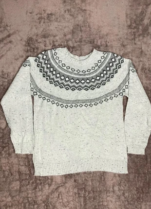 Pull Blanc à motif Ethnic Vintage, marke: Weatherproof, zustand: Gut, größe: M / 38 / 10, 7,99 €, 9,09 € beinhaltet Vinted-Käuferschutz Pro