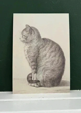 Zittende kat, naar links - Jean Bernard - 1 ArtPrintCard A4 (21x29,7 cm), état: Neuf, 3,25 €, 4,11 € Protection acheteurs (Pro) incluse