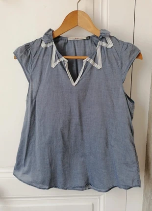 Blouse chic Cotelac coton bleu ciel T1 | Blue cotton blouse | Bluse hellblau | Blauwe blouse, brand: Cotélac, condition: Very good, size: S / 36 / 8, €18.00, €19.60 includes Buyer Protection