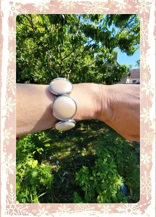 Bracelet rigide vintage – cabochons ivoire, marca: Vintage Dressing, estado: Muito bom, €8.00, €9.10 inclui Proteção do Comprador Pro