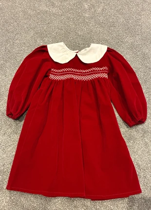 Red velour dress with white collar, brand: little wears, condition: Very good, size: 3 years / 98-103 cm, £8.00, £8.94 includes Buyer Protection