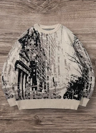 Pull Vintage Beige Noir Urbain Style Taille M - Grunge 90s Y2K Knit Streetwear Retro Oversize, marca: y2k, estado: Muito bom, tamanho: M, €57.99, €61.59 inclui Proteção do Comprador Pro