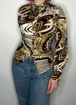 1970s beige brown western country bohemian retro whimsigoth witch indie arthoe blouse, merk: Vintage, staat: Heel goed, maat: XL / 42 / 14, € 15,00, € 16,45 inclusief Kopersbescherming Pro