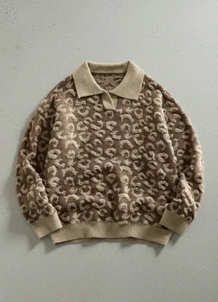 Pull beige léopard / col polo / cosy / tendance / automne hiver, brand: WildLune™, condition: Very good, size: M, €59.90, €63.60 includes Buyer Protection