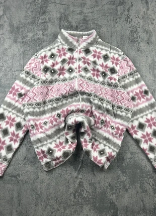 Vintage Pink Grey Pattern Fleece Jacket Women’s L – Retro Y2K Snowflake Crazy Soft Zip-Up, brand: Vintage Dressing, condition: Very good, size: L / 40 / 12, €35.00, €37.45 includes Buyer Protection