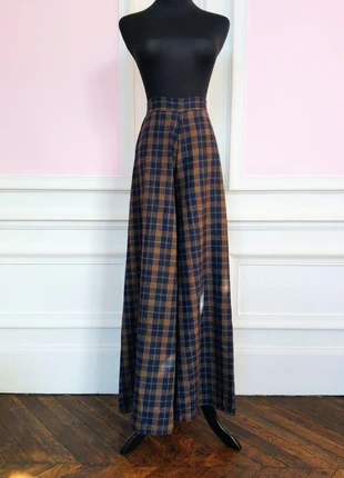 Pantalon large taille haute effet tartan, style rétro chic, taille L, brand: sansnom., condition: New with tags, size: L / 40 / 12, €38.00, €40.60 includes Buyer Protection