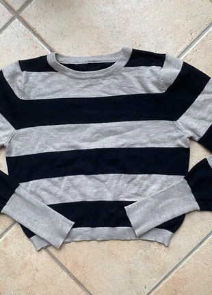Maglione a righe nere e grigie a maniche lunghe, merk: Vintage Dressing, staat: Heel goed, maat: M / 38 / 10, € 10,00, € 11,20 inclusief Kopersbescherming