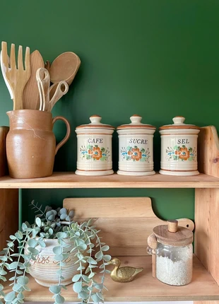 Trio de pots anciens “Café – Sucre – Sel” - campagne chic - vintage, marque: Vintage Love, état: Très bon état, 14,50 €, 15,93 € Protection acheteurs incluse