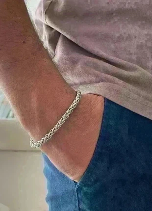 Bracelet en acier inoxydable, bracelet chaîne byzantine, bijou homme, cadeau pour lui, condition: Very good, €11.00, €12.25 includes Buyer Protection Pro