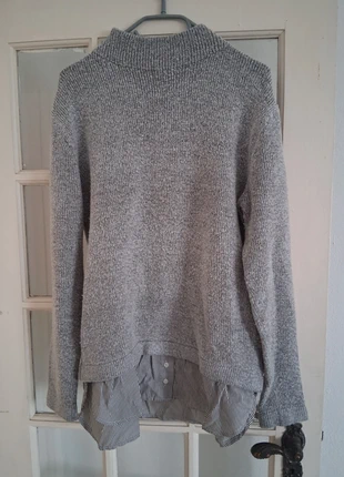 Camisola cinzenta com detalhe de camisa, marca: Atmosphere, estado: Muy bueno, tamaño: M / 38 / 10, 4,00 €, 4,90 € Protección al comprador incluida