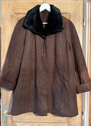 Manteau vintage marron avec col fausse fourrure noir, brand: Vintage Dressing, condition: Very good, size: L / 40 / 12, €15.00, €16.45 includes Buyer Protection