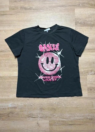 T-shirt noir graphique smiley rose Ganni « You’re Gonna Love It » taille S, marke: Ganni, zustand: Sehr gut, größe: S / 36 / 8, 35,00 €, 37,45 € inklusive Vinted-Käuferschutz