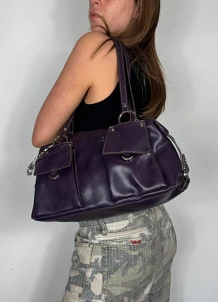 Dark purple shoulder bag with silver chain straps and pockets, brand: other, condition: Very good, £42.00, £44.80 includes Buyer Protection