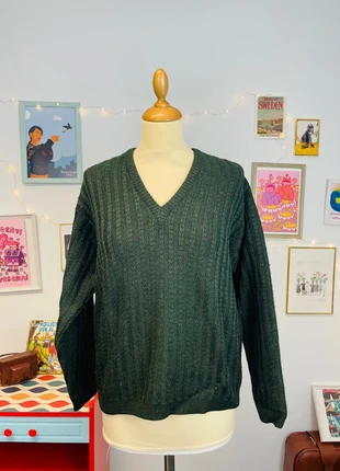 Jersey verde oscuro , de punto, acanalado, lana pura de Shetland , Made in Italy, marca: Vintage Dressing, estado: Muy bueno, tamaño: M, 32,00 €, 33,60 € Protección al comprador Pro incluida