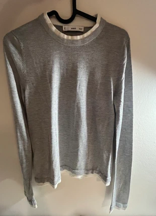 Pull gris bordé de blanc Mango, brand: Mango, condition: Very good, size: S / 36 / 8, €5.00, €5.95 includes Buyer Protection