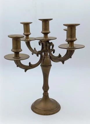 Chandelier ancien 5 branches en laiton – 27,5 cm – déco vintage, état: Bon état, 35,00 €, 37,45 € Protection acheteurs (Pro) incluse