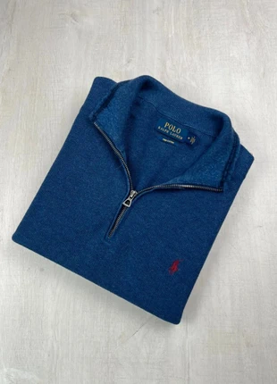 Pull col camionneur zippé Ralph Lauren bleu coton Pima logo rouge brodé M homme, marque: Ralph Lauren, état: Très bon état, taille: M, 62,00 €, 65,80 € Protection acheteurs (Pro) incluse
