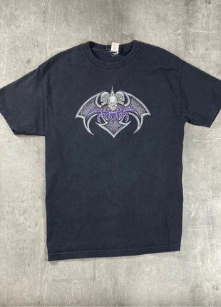 T-Shirt Noir et Violet Crâne Gothique Y2K, brand: Vintage Dressing, condition: Good, size: L, €10.99, €12.24 includes Buyer Protection Pro