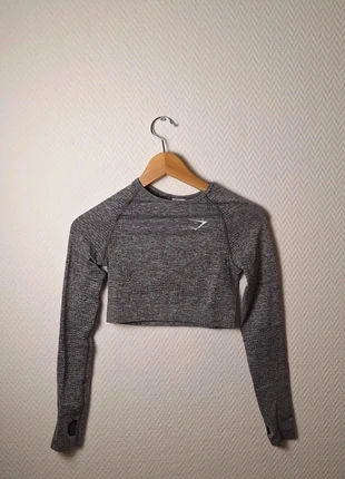 Croc top manches longues taille XS couleur gris, marke: Gymshark, zustand: Sehr gut, größe: XS / 34 / 6, 13,00 €, 14,35 € beinhaltet Vinted-Käuferschutz Pro