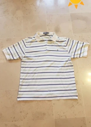 Polo Ralph Lauren taille L blanc à rayures bleues et vertes, marca: Ralph Lauren, estado: Muito bom, tamanho: L, €15.00, €16.45 inclui Proteção do Comprador
