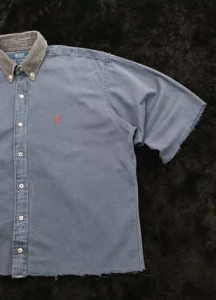 Chemise Ralph Lauren Blake vintage manches courtes col velours gris (custom), brand: Ralph Lauren, condition: Good, size: L, €25.06, €27.01 includes Buyer Protection