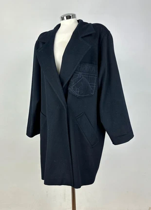 Cappotto doppio petto Max Mara blu scuro lana logo grande petto – Taglia 46 IT, marca: Max Mara, estado: Muito bom, tamanho: XXXL / 46 / 18, €168.00, €177.10 inclui Proteção do Comprador Pro