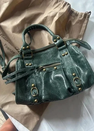 Studded leather handbag, brand: Massimo Leather, condition: Very good, $31.49, $33.76 includes Buyer Protection