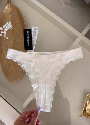 Tanga en coton doux côtelé blanc, marque: Etam, état: Neuf avec étiquette, taille: M / 38 / 10, 10,90 €, 12,15 € Protection acheteurs incluse