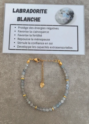 Bracelet acier inoxydable doré pierre naturelle labradorite flash facettes 4 mm, brand: labradorite, condition: Very good, €10.00, €11.20 includes Buyer Protection Pro